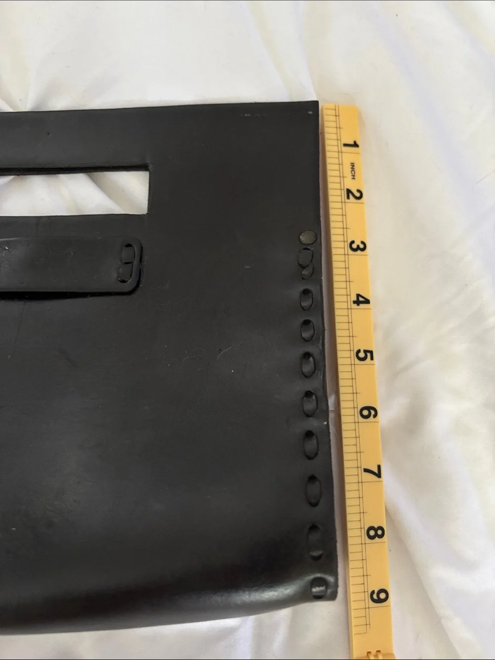 Purse & Clutch Sustainable Black Leather Clutch Cutout Handle Minimalist